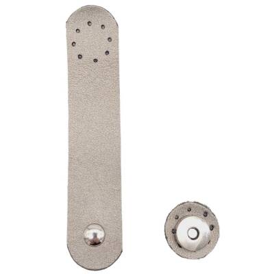 Angel Çanta Aksesuar 14x3 cm Suni Deri Yuva Model Çanta Kapağı Parlak Gri Gümüş Metalli - 1