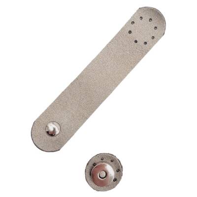 Angel Çanta Aksesuar 14x3 cm Suni Deri Yuva Model Çanta Kapağı Parlak Gri Gümüş Metalli - 2