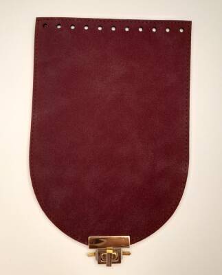 Angel Çanta Aksesuar 15x22 cm Süet Nubuk Deri Bordo Renk Kapak Light Gold Metalli - 1