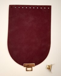 Angel Çanta Aksesuar 15x22 cm Süet Nubuk Deri Bordo Renk Kapak Light Gold Metalli - 2