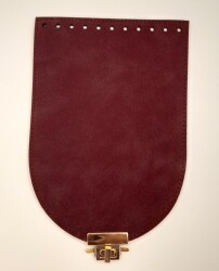 Angel Çanta Aksesuar 15x22 cm Süet Nubuk Deri Bordo Renk Kapak Light Gold Metalli - Angel Çanta Aksesuar