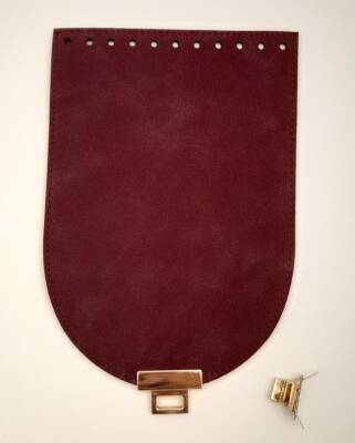 Angel Çanta Aksesuar 15x22 cm Süet Nubuk Deri Bordo Renk Kapak Light Gold Metalli - 2