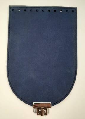 Angel Çanta Aksesuar 15x22 cm Süet Nubuk Deri Lacivert Renk Kapak Gümüş Metalli - 1