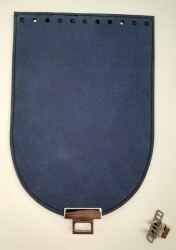 Angel Çanta Aksesuar 15x22 cm Süet Nubuk Deri Lacivert Renk Kapak Gümüş Metalli - 2