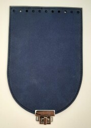 Angel Çanta Aksesuar 15x22 cm Süet Nubuk Deri Lacivert Renk Kapak Gümüş Metalli - Angel Çanta Aksesuar