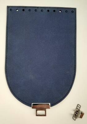 Angel Çanta Aksesuar 15x22 cm Süet Nubuk Deri Lacivert Renk Kapak Gümüş Metalli - 2