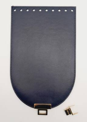 Angel Çanta Aksesuar 15x24 cm Suni Deri Lacivert Renk Kapak Light Gold Metalli - 3