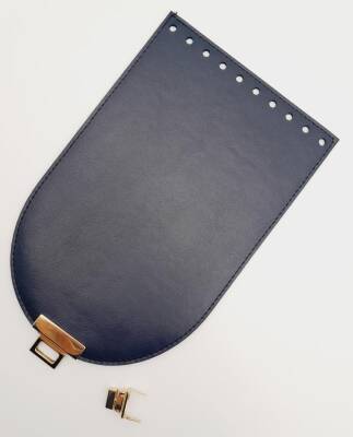 Angel Çanta Aksesuar 15x24 cm Suni Deri Lacivert Renk Kapak Light Gold Metalli - 2