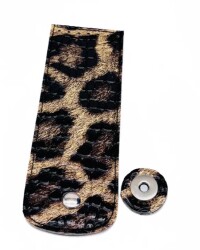 Angel Çanta Aksesuar 16x6 cm Mıknatıslı Suni Deri Kapak Leopar Renk Gümüş Renk Metalli - Angel Çanta Aksesuar