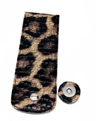Angel Çanta Aksesuar 16x6 cm Mıknatıslı Suni Deri Kapak Leopar Renk Gümüş Renk Metalli - 1