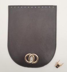 Angel Çanta Aksesuar 17x22 cm Suni Deri Koyu Kahverengi Kapak Light Gold Metalli - 3