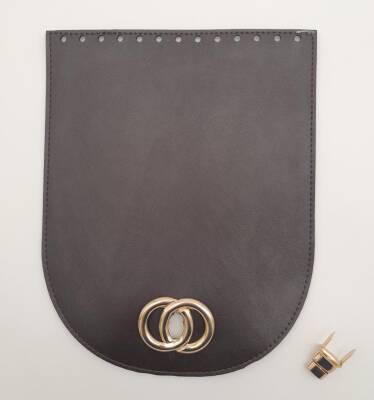 Angel Çanta Aksesuar 17x22 cm Suni Deri Koyu Kahverengi Kapak Light Gold Metalli - 3