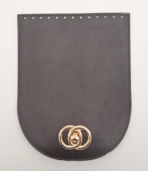 Angel Çanta Aksesuar 17x22 cm Suni Deri Koyu Kahverengi Kapak Light Gold Metalli - Angel Çanta Aksesuar