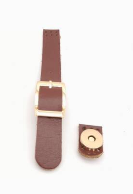 Angel Çanta Aksesuar 18x2 cm Kızıl Kahve Renk Gerçek Deri Tokalı Çanta Kapağı Light Gold Metalli - 2