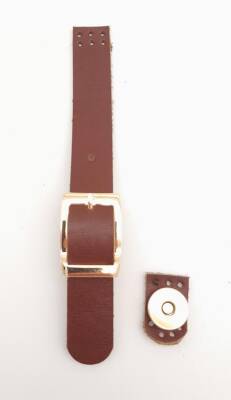 Angel Çanta Aksesuar 18x2 cm Kızıl Kahve Renk Gerçek Deri Tokalı Çanta Kapağı Light Gold Metalli - 1