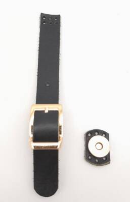 Angel Çanta Aksesuar 18x2 cm Siyah Renk Gerçek Deri Tokalı Çanta Kapağı Light Gold Metalli - 1