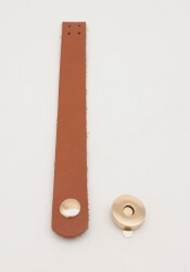 Angel Çanta Aksesuar 18x2 cm Taba Gerçek Deri Düz Çanta Kapağı Light Gold Metalli - 2