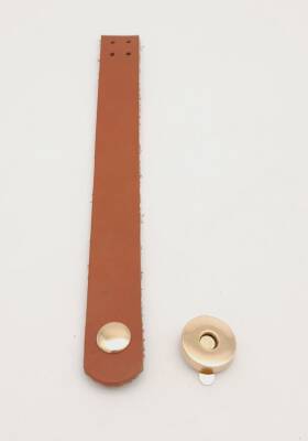 Angel Çanta Aksesuar 18x2 cm Taba Gerçek Deri Düz Çanta Kapağı Light Gold Metalli - 2