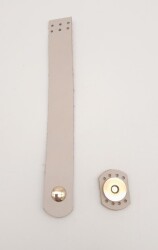 Angel Çanta Aksesuar 18x2,3 cm Bej Gerçek Deri Düz Çanta Kapağı Light Gold Metalli - Angel Çanta Aksesuar