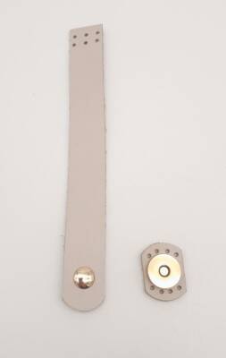 Angel Çanta Aksesuar 18x2,3 cm Bej Gerçek Deri Düz Çanta Kapağı Light Gold Metalli - 1