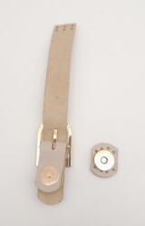 Angel Çanta Aksesuar 18x2,3 cm Bej Gerçek Deri Tokalı Çanta Kapağı Light Gold Metalli - 3