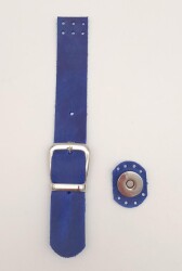 Angel Çanta Aksesuar 18x2,3 cm Crazy Oil Saks Mavi Gerçek Deri Tokalı Çanta Kapağı Gümüş Metalli - Angel Çanta Aksesuar