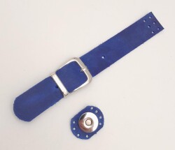 Angel Çanta Aksesuar 18x2,3 cm Crazy Oil Saks Mavi Gerçek Deri Tokalı Çanta Kapağı Gümüş Metalli - 3