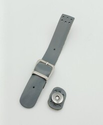 Angel Çanta Aksesuar 18x2,3 cm Gri Gerçek Deri Tokalı Çanta Kapağı Gümüş Metalli - Angel Çanta Aksesuar