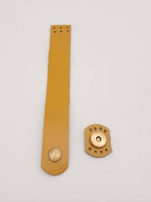 Angel Çanta Aksesuar 18x2.3 cm Hardal Gerçek Deri Düz Çanta Kapağı Antik Metalli - 2