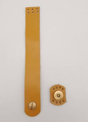 Angel Çanta Aksesuar 18x2.3 cm Hardal Gerçek Deri Düz Çanta Kapağı Antik Metalli - 1