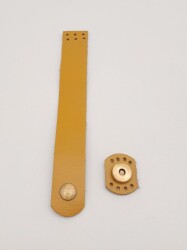 Angel Çanta Aksesuar 18x2.3 cm Hardal Gerçek Deri Düz Çanta Kapağı Antik Metalli - 2