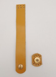 Angel Çanta Aksesuar 18x2.3 cm Hardal Gerçek Deri Düz Çanta Kapağı Antik Metalli - Angel Çanta Aksesuar