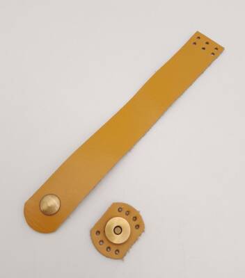 Angel Çanta Aksesuar 18x2.3 cm Hardal Gerçek Deri Düz Çanta Kapağı Antik Metalli - 3