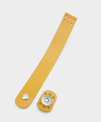 Angel Çanta Aksesuar 18x2,3 cm Hardal Gerçek Deri Düz Çanta Kapağı Gümüş Metalli - Angel Çanta Aksesuar