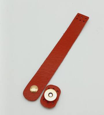 Angel Çanta Aksesuar 18x2,3 cm Kırmızı Gerçek Deri Düz Çanta Kapağı Light Gold Metalli - 1