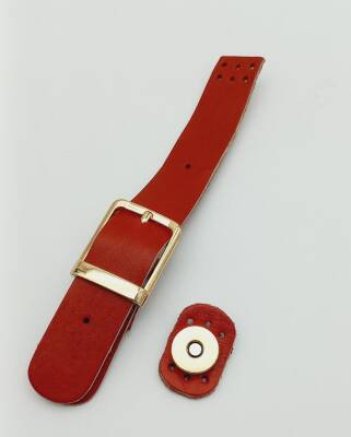 Angel Çanta Aksesuar 18x2,3 cm Kırmızı Gerçek Deri Tokalı Çanta Kapağı Light Gold Metalli - 1