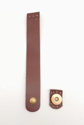 Angel Çanta Aksesuar 18x2.3 cm Kızıl Kahve Gerçek Deri Düz Çanta Kapağı Antik Metalli - Angel Çanta Aksesuar