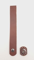 Angel Çanta Aksesuar 18x2.3 cm Kızıl Kahve Gerçek Deri Düz Çanta Kapağı Füme Metalli - Angel Çanta Aksesuar