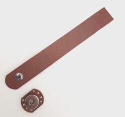 Angel Çanta Aksesuar 18x2.3 cm Kızıl Kahve Gerçek Deri Düz Çanta Kapağı Füme Metalli - 2