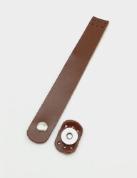 Angel Çanta Aksesuar 18x2,3 cm Kızıl Kahve Gerçek Deri Düz Çanta Kapağı Gümüş Metalli - Angel Çanta Aksesuar