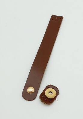 Angel Çanta Aksesuar 18x2,3 cm Kızıl Kahve Gerçek Deri Düz Çanta Kapağı Light Gold Metalli - 1