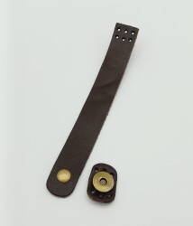 Angel Çanta Aksesuar 18x2,3 cm Koyu Kahverengi Gerçek Deri Düz Çanta Kapağı Antik Metalli - Angel Çanta Aksesuar