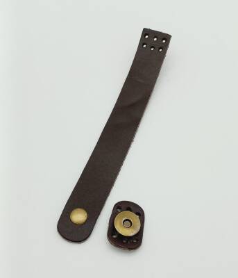 Angel Çanta Aksesuar 18x2,3 cm Koyu Kahverengi Gerçek Deri Düz Çanta Kapağı Antik Metalli - 1