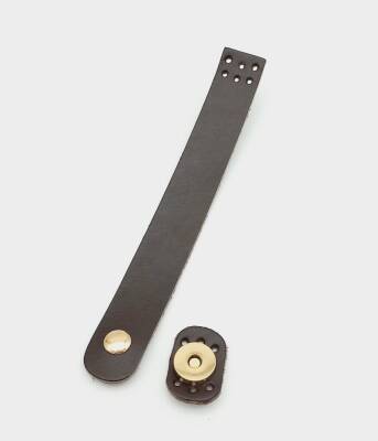 Angel Çanta Aksesuar 18x2,3 cm Koyu Kahverengi Gerçek Deri Düz Çanta Kapağı Light Gold Metalli - 1