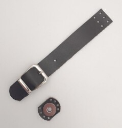 Angel Çanta Aksesuar 18x2.3 cm Koyu Kahverengi Gerçek Deri Tokalı Çanta Kapağı Gümüş Metalli - Angel Çanta Aksesuar