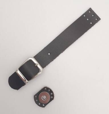 Angel Çanta Aksesuar 18x2.3 cm Koyu Kahverengi Gerçek Deri Tokalı Çanta Kapağı Gümüş Metalli - 1