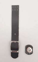 Angel Çanta Aksesuar 18x2.3 cm Koyu Kahverengi Gerçek Deri Tokalı Çanta Kapağı Gümüş Metalli - 2