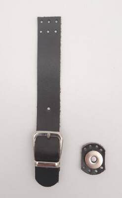 Angel Çanta Aksesuar 18x2.3 cm Koyu Kahverengi Gerçek Deri Tokalı Çanta Kapağı Gümüş Metalli - 2