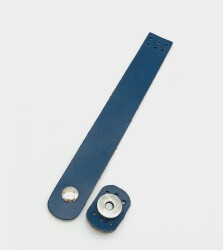 Angel Çanta Aksesuar 18x2,3 cm Lacivert Gerçek Deri Düz Çanta Kapağı Gümüş Metalli - Angel Çanta Aksesuar