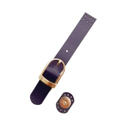 Angel Çanta Aksesuar 18x2.3 cm Mor Renk Gerçek Deri Tokalı Çanta Kapağı Light Gold Metalli - Angel Çanta Aksesuar